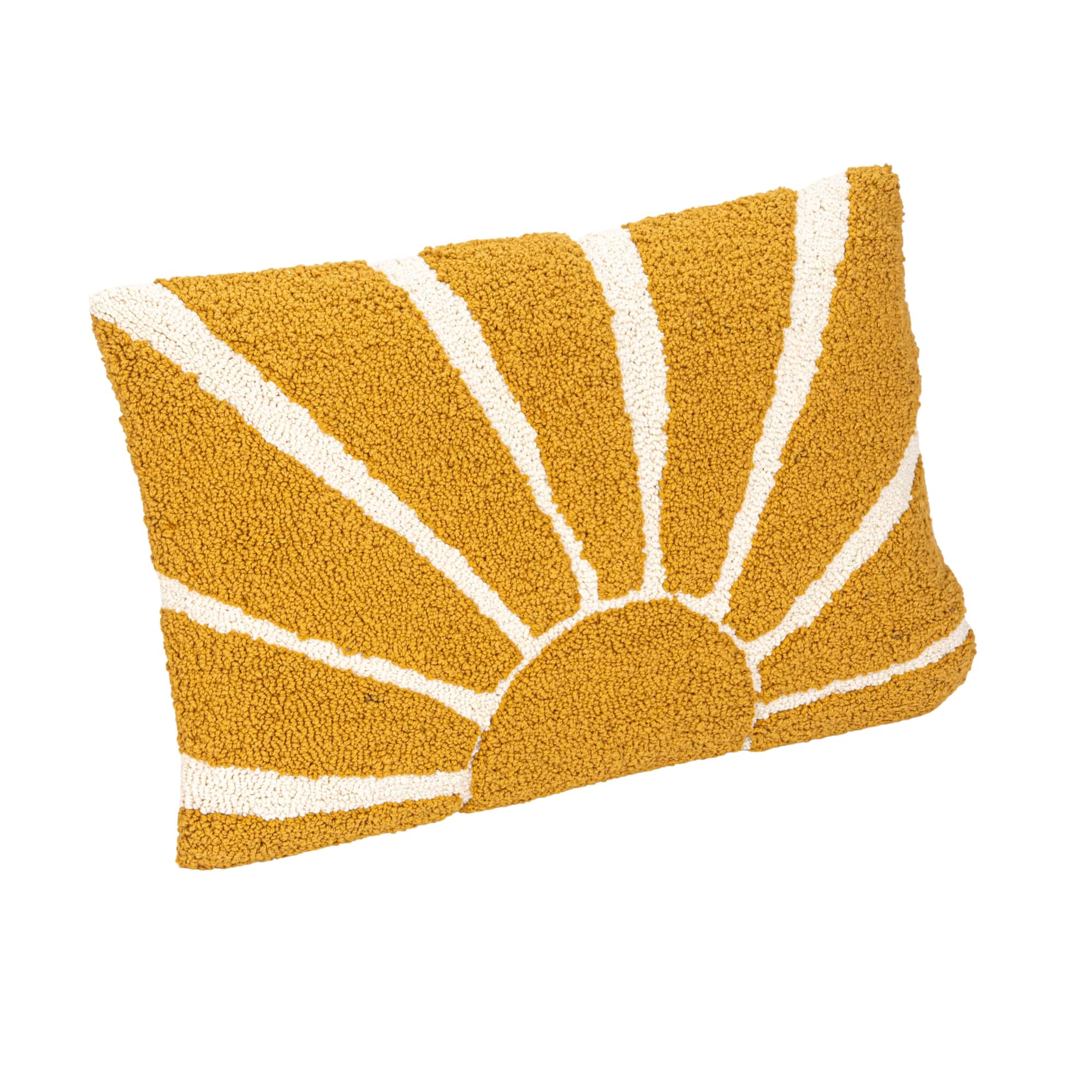 Hello Honey® 24" Yellow Sun Punch Hook Lumbar Pillow
